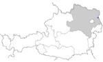 Map of Austria, position of Angern an der March highlighted