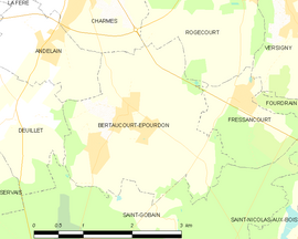 Mapa obce Bertaucourt-Epourdon