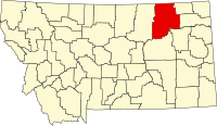 Map of Montana highlighting Valley County