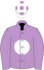 Mauve, white disc, white cap, mauve spots