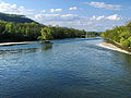 Der Zusammenfluss von Aare und Reuss, Blick von der Eisenbahnbrücke über die Reuss