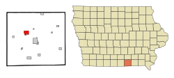 Location of Mystic, Iowa