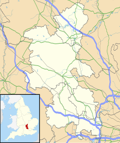 Mapa konturowa Buckinghamshire, blisko centrum na prawo znajduje się punkt z opisem „Cheddington”