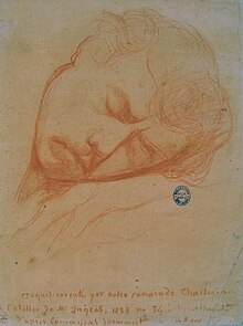 Croquis du visage d'un homme dormant.