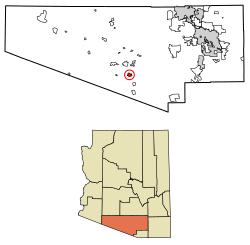 Location of Topawa in Pima County, Arizona.