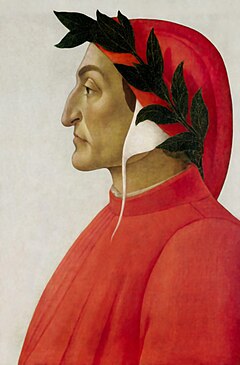 Postumt porträtt av Dante, temperamålning av Sandro Botticelli c:a 1495