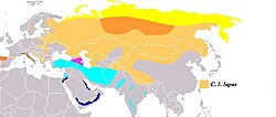 Distribución del lobo euroasiático