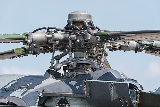 Czech Republic Air Force Mil Mi-24V Hind E (reg. 3368, cn 203368) rotor head at ILA Berlin Air Show 2016.