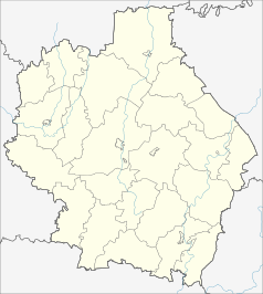 Mapa konturowa obwodu tambowskiego, na dole nieco na prawo znajduje się punkt z opisem „Uwarowo”