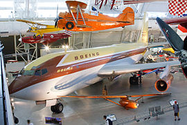 From top to bottom: Grumman G-22 Gulfhawk II, Piper J-3 Cub, North American P-51C Mustang, Boeing 367-80, and Bowlus BA-100 Baby Albatross.