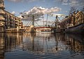 De Ezelsbrug in 2013. Op de achtergrond de Dijksgracht en de spoordijk waar deze naar is genoemd.