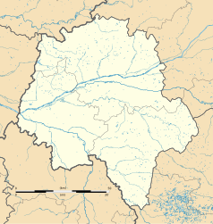 Mapa konturowa Indre i Loara, w centrum znajduje się punkt z opisem „Saint-Bauld”