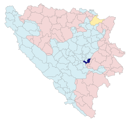 Location of Sarajevo in Bosnia and Herzegovina