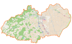 Mapa konturowa powiatu gdańskiego, u góry po prawej znajduje się punkt z opisem „Bogatka”