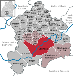 Läget för Tuttlingen i Landkreis Tuttlingen