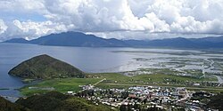 Lake Paniai and the town of Enarotali