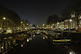 Het Lopende Diep bij nacht vanaf de Kijk in 't Jatbrug