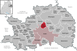 Elhelyezkedése Baden-Württemberg térképén