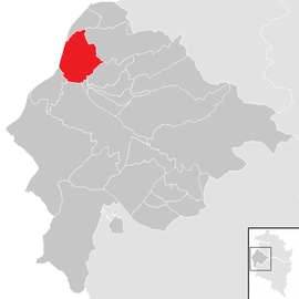 Poloha obce Koblach v okrese Feldkirch (klikacia mapa)