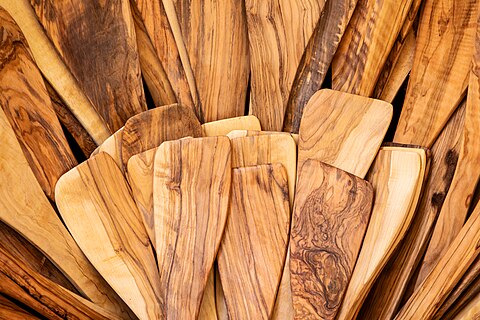 Olive wood dough scraper in Rethymno, Crete, Greece