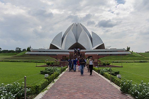 Lotus Temple Front view with garden...