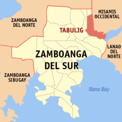 Mapa ng Zamboanga del Sur na nagpapakita sa lokasyon ng Tambulig.