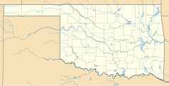 Mapa konturowa Oklahomy, blisko centrum na lewo znajduje się punkt z opisem „Erick”