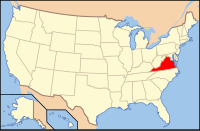 Map of the United States highlighting Virginia