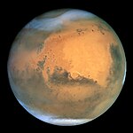 Mars som sett genom Rymdteleskopet Hubble.