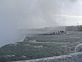 The Falls are 'steaming', caused by the freezing temperatures