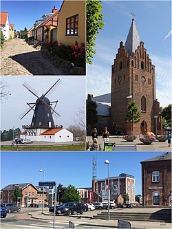 Nederstræde, Baunhøj Mølle, Skt. Gertruds Kirke og Grenaa Dampvæveri