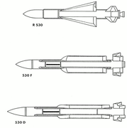 R.530ミサイルシリーズの図 シュペル530F（中段）と530D（下段）