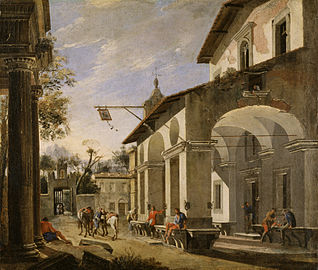 Cour d'une auberge avec ruine classique Walters Art Museum