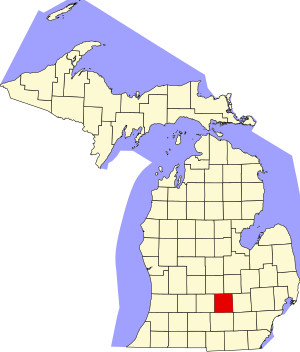 Map of Michigan highlighting Ingham County