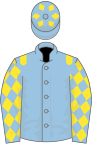 Light blue, yellow epaulettes, diamonds on sleeves and cap