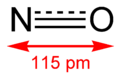 Skeletal formula of nitric oxide with bond length