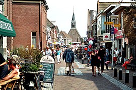 Egmond aan Zee, the Voorstraat, view to the Nederlands Hervormde Kerk