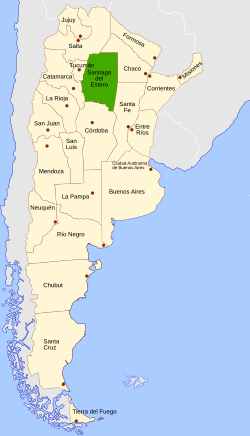 Location of Santiago del Estero within Argentina