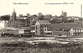 Carte postale Saint-Lunaire église et train.jpg