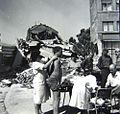 Giving first aid to casualties in front of hotel Macedonia