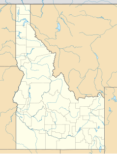 Mapa konturowa Idaho, na dole nieco na prawo znajduje się punkt z opisem „American Falls”