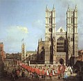 Canaletto: A Westminsteri apátság és Bath lovagjainak körmenete, 1749