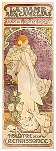 La Dame aux Camélias poster, by Alphonse Mucha (restored by Adam Cuerden)