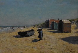 The Beach in Heist (1886) oil on canvas, Musée Félicien Rops Namen, Belgium