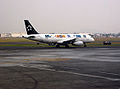 A Mexicana Airbus 320 specially painted in Star Alliance livery to commemorate the airline's membership. [2003]