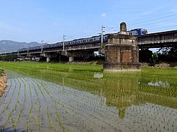 Rail bridge crossing the Zhuoshui River in Linnei Township