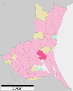 Lokasi Omitama di Prefektur Ibaraki