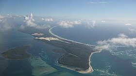 Vue d'avion du sud de l'île Moreton.