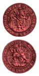 Seal of King Yuri II Boleslav denoting a horseman with lion on the coat of arms (14th century)