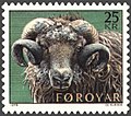 The Ram, Faroese stamp from 1979, engraved by Czesław Słania, is showing the heraldic animal of the Faroe Islands. It is Slania's masterpiece for the "Sheep Islands" and considered as the most famous Faroese stamp.